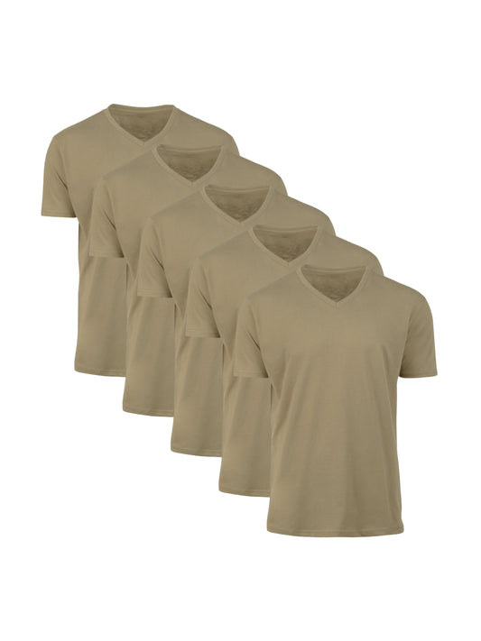 V-Necks | 5-Pack Khaki
