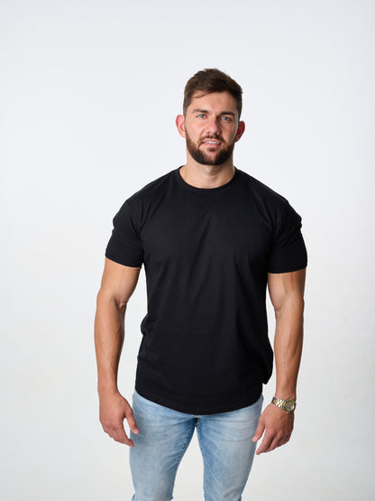 classic cut cotton crew neck t-shirt in black