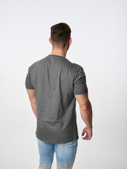 classic cut stretch cotton crew neck t-shirt in charcoal