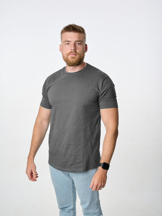 classic cut stretch cotton crew neck t-shirt in charcoal