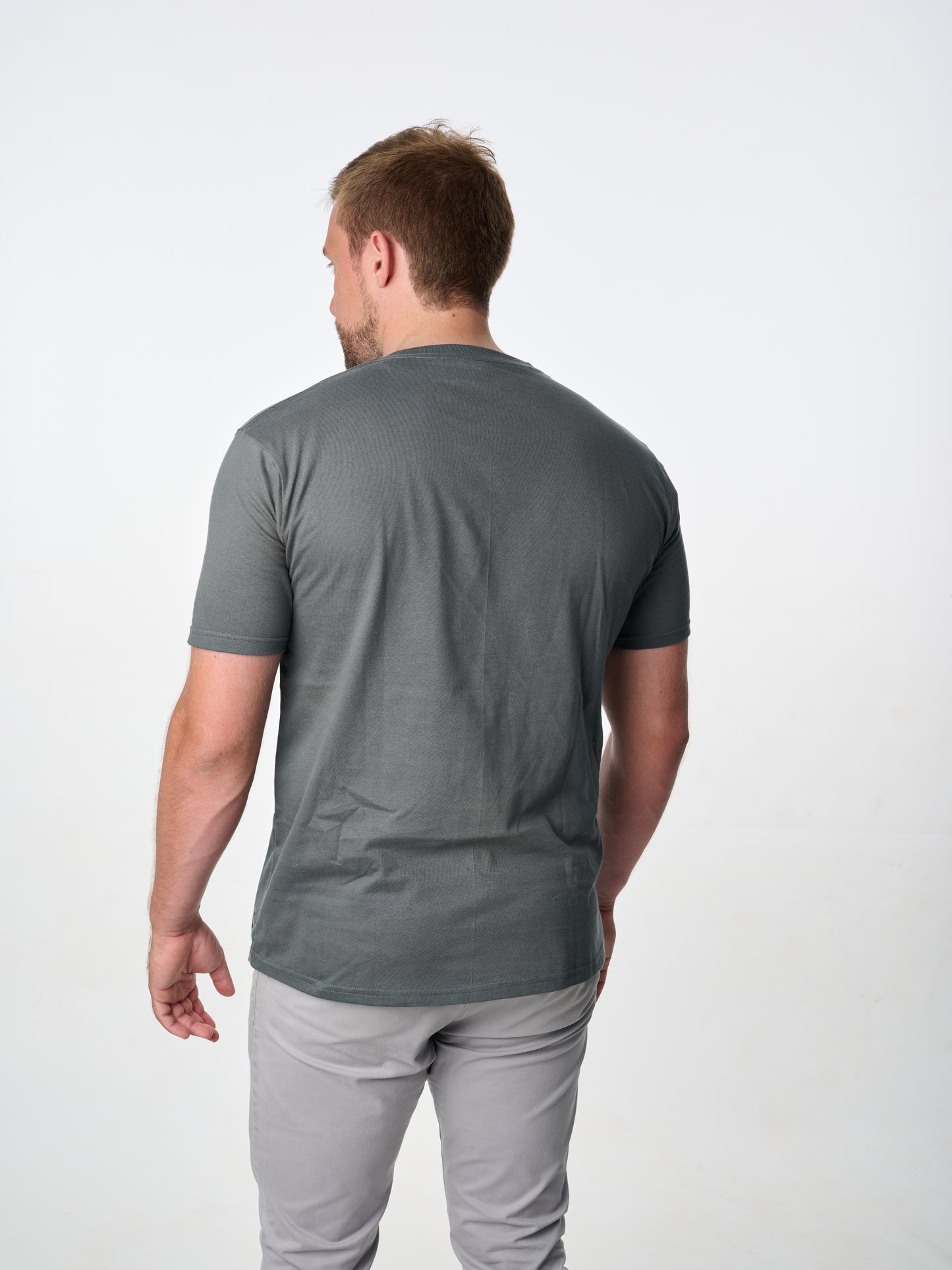 classic cut stretch cotton crew neck t-shirt in charcoal