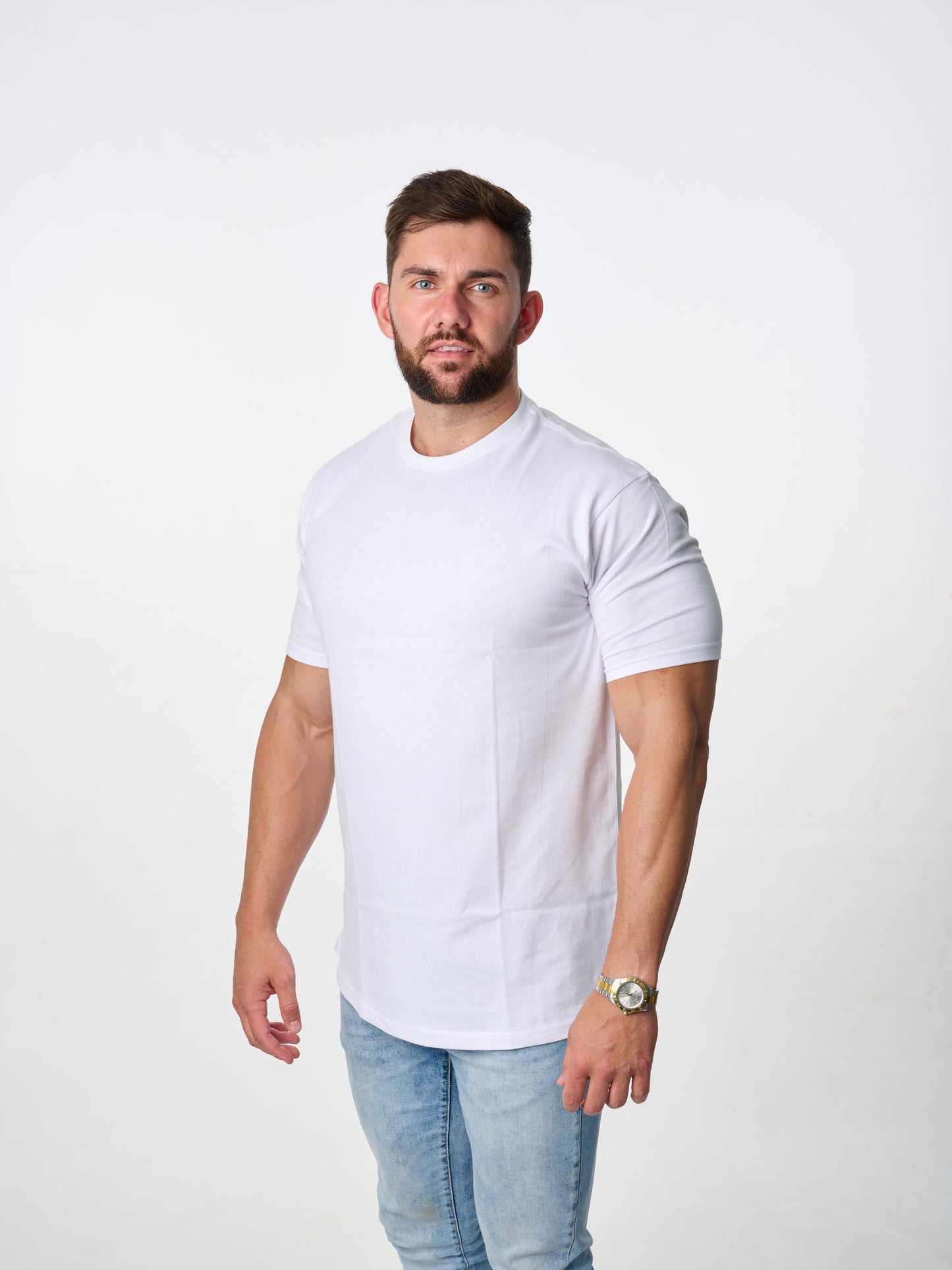 classic cut cotton crew neck t-shirt in white