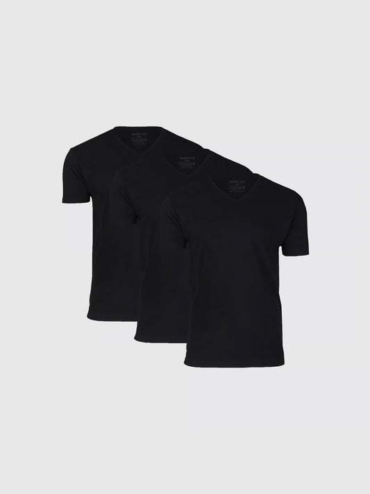 black classic cut v-neck plain t shirt
