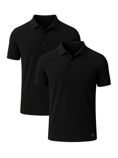 Pique Polos | 2-Pack Black