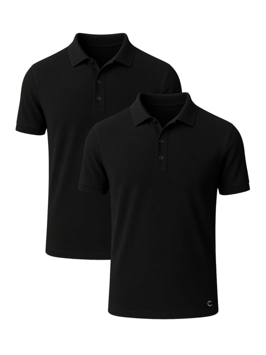 Pique Polos | 2-Pack Black