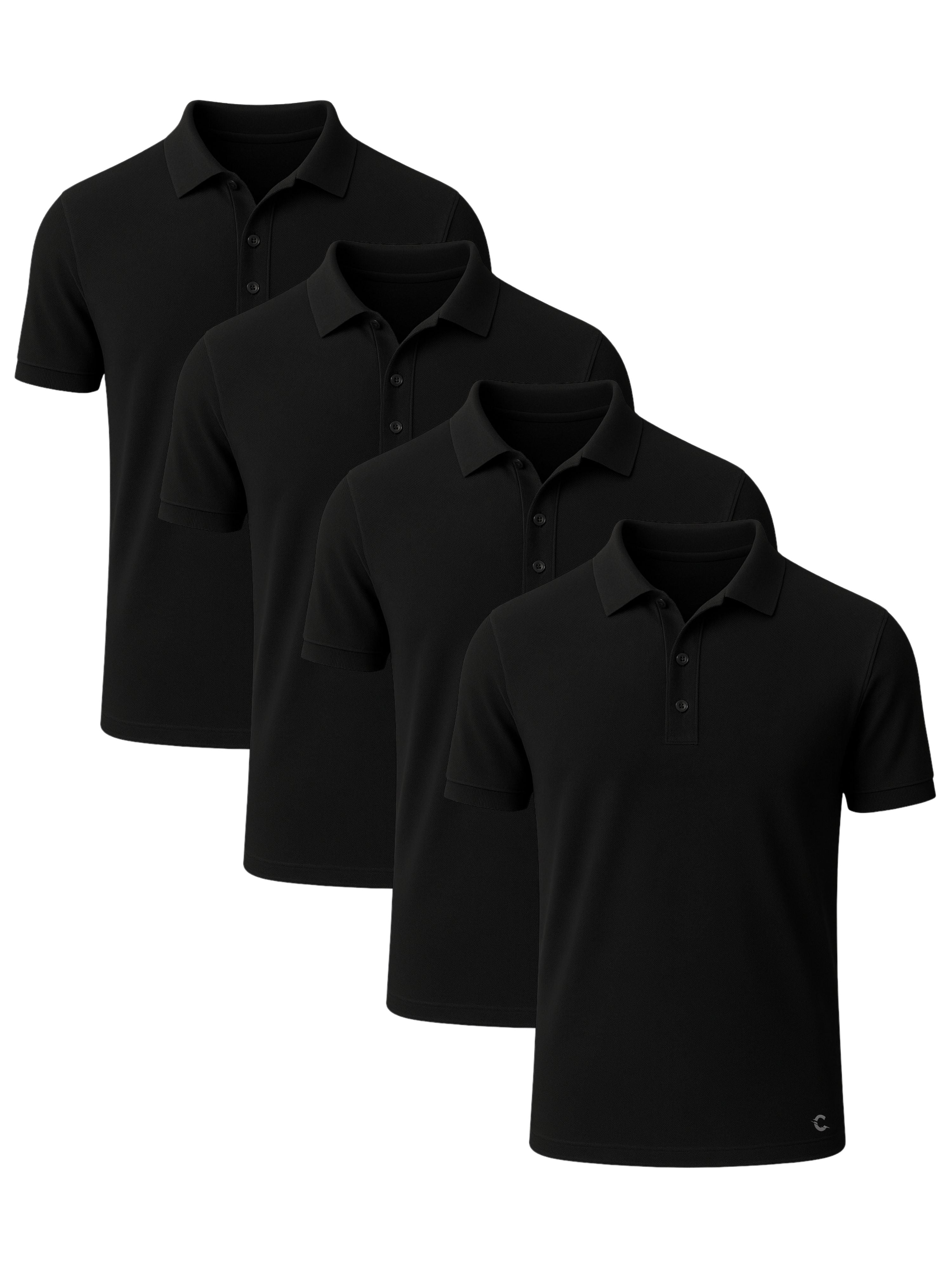 Pique Polos | 4-Pack Black