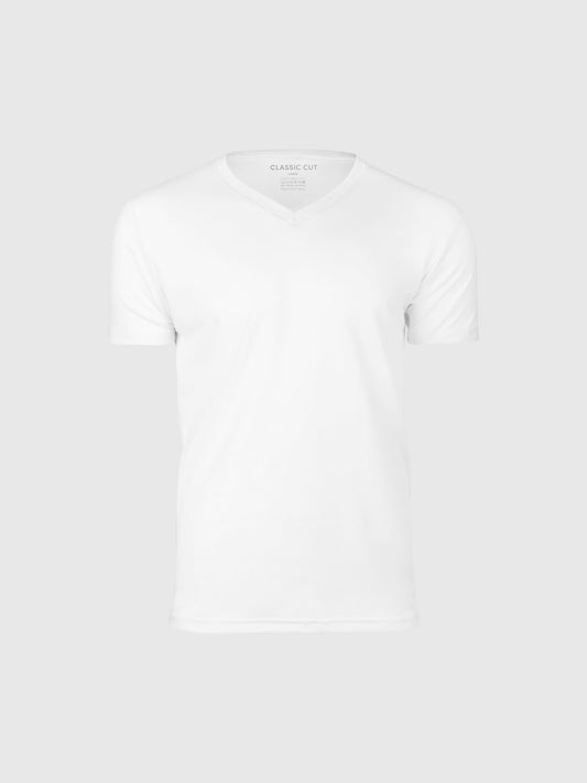 classic cut white v-neck t-shirt