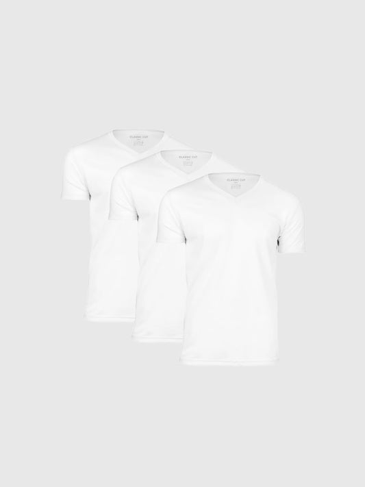 white classic cut v-neck plain t shirt