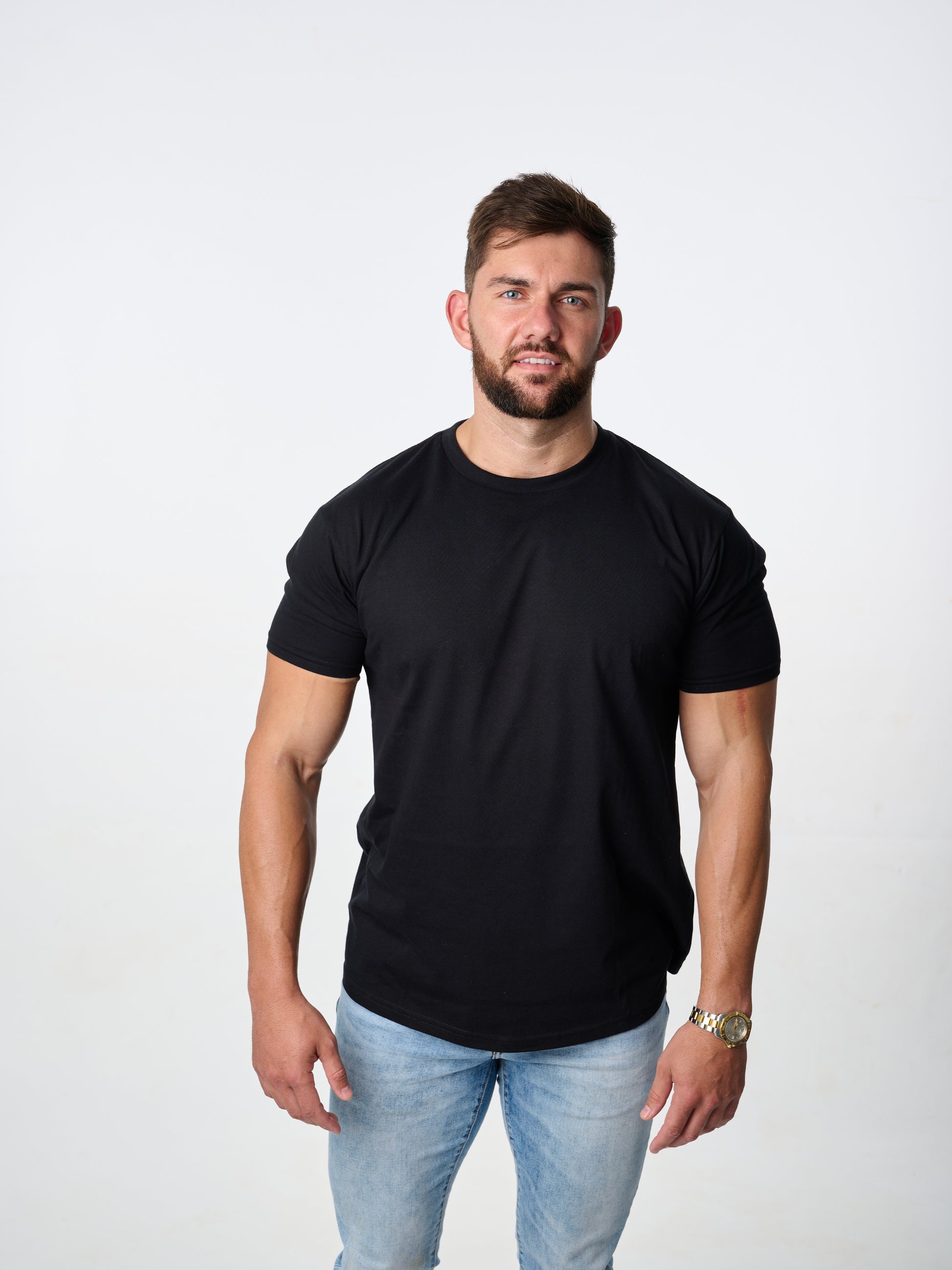 classic cut cotton crew neck t-shirt in black